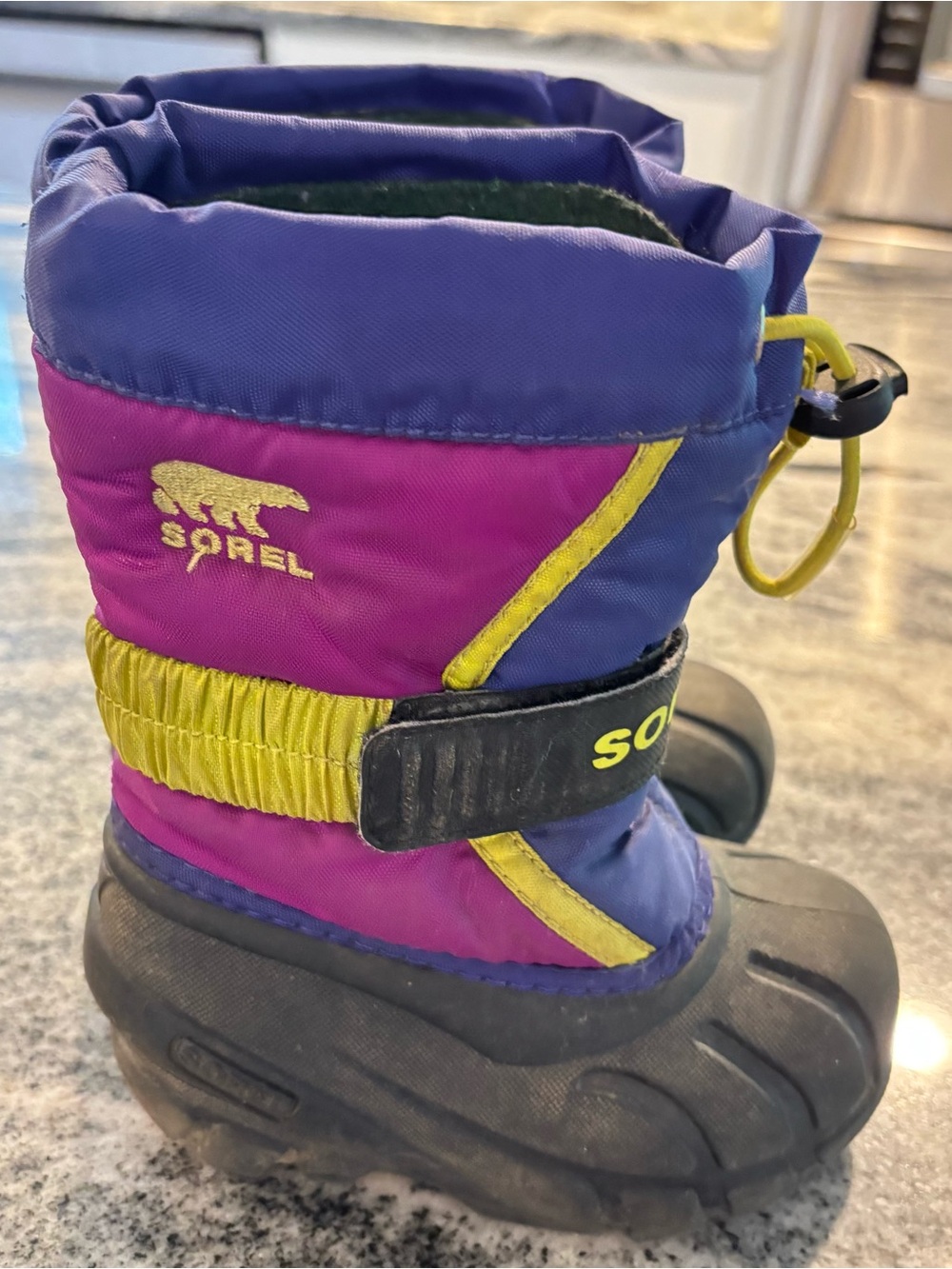 Sorel Kids Purple and Pink Winter Boot with Yellow Accents